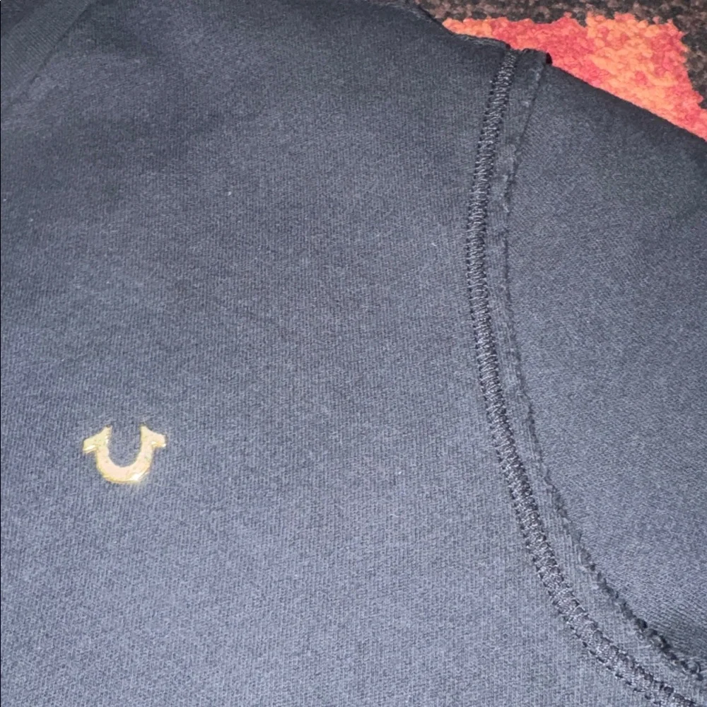 True Religion black sweatshirt‎ with gold zips.
